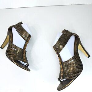 FRANCO SARTO Copper Cracked LEather Gladiator Ankle Strap Stilletoe Sandals